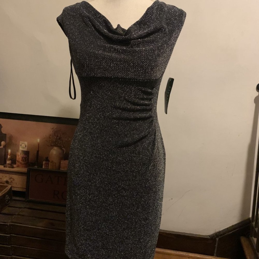NWT Lauren Ralph Lauren Petite Metallic Cowl-Neck Dress Size 6P